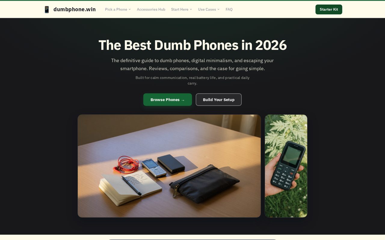 Dumbphone.win website preview