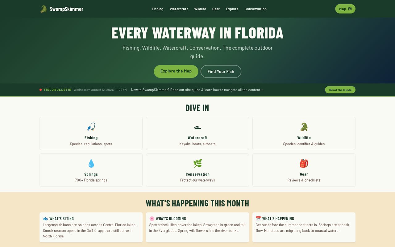 SwampSkimmer website preview